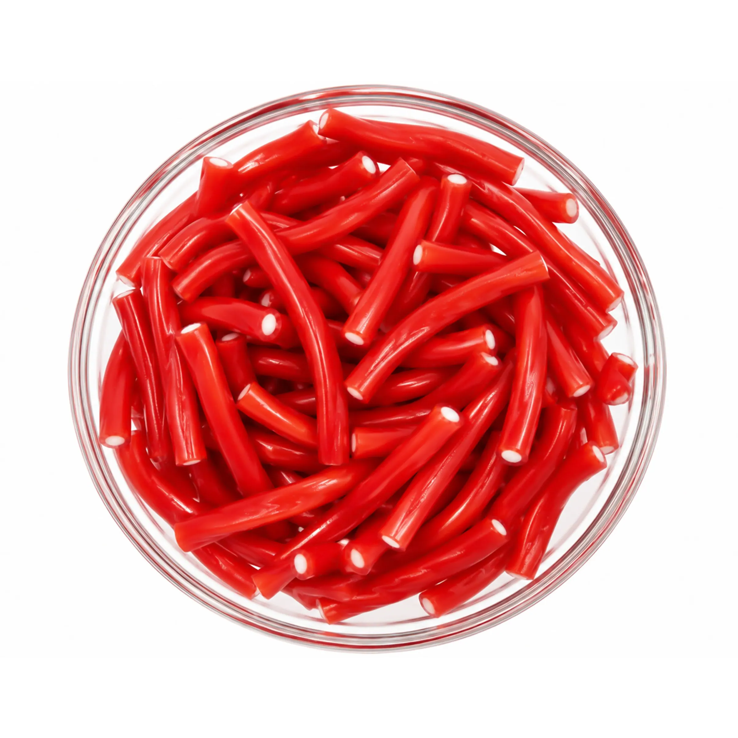 Bowl of Lanky Licorice strawberry ropes